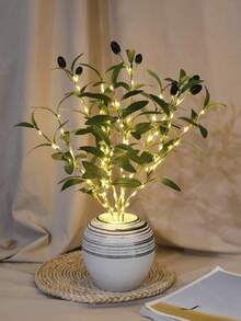 1pc Olive Branch LED Light, Modern Home Decor Lamp, Suitable For Festivals, Weddings, Birthdays, Party Atmosphere Creation, Great For Cabinet, Dining Table, Cafe Decoration - 彩色 - 查看 6