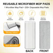 Household Cleaning Mop And Bucket Set, Hands-Free Flat Mop, 64" Adjustable Extension Handle With 3 Replacement Mop Heads, Wet And Dry Mop Set, Washable Microfiber Pads For Kitchen, Bathroom, Bedroom And Living Room Floors, Floor Cleaning System - White - View 4