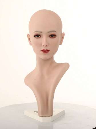 Makeup Upgrade - Silicone Head Model For Wig Display, Wig Salon Display Head Model Simulating Facial Features, And COS Head Model With Base And Needle Insertion Device Used In Makeup Model Factory, For Daily Wig Styling And Trimming