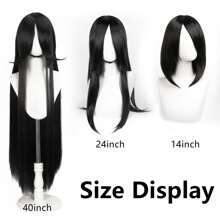 40英寸短款合成假发，带刘海，男女通用，适合男士佩戴，层次感直发，无胶耐热纤维，高密度，外观自然