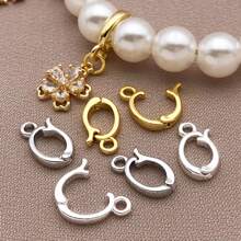 2/4/6 件 18K 镀金铜椭圆形可打开通用连接器，珠宝制作 DIY 配件，适用于珍珠项链和手链