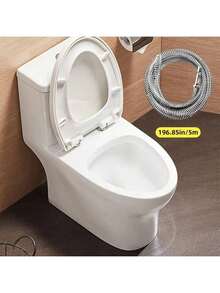 1个管道疏通弹簧工具，适用于马桶、厨房水槽、地漏堵塞管道的疏通，高密度弹簧易于弯曲，L/U/S型管道清洁工具（不含钻头）