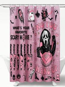 1 Piece Custom Halloween Shower Curtain, Custom Holiday Shower Curtain, Custom Name, Holiday Decoration, Bathroom Supplies Bathroom Decor