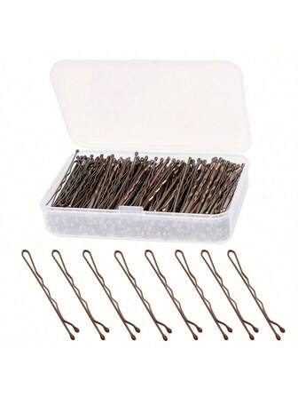 150pcs Mini Brown Bobby Pins With Storage Box For Women And Girls, Non-Slip Hair Clips For All Hair Types, Claw Clips, Hair Claws, Hair Slide, Hair Barrettes, Hair Accerssories