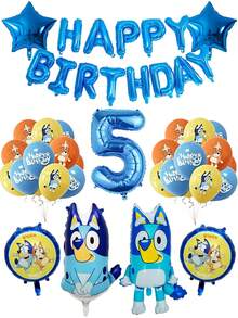 Bluey 主题生日横幅组装铝箔气球套装，卡通人物生日派对装饰，也适用于母亲节派对装饰、婚礼装饰、返校季、毕业季、婚礼季等各种场合，是派对用品的理想之选。套装包含1-9数字气球，适用于主题派对、婚礼、生日场景气球装饰等。 - 彩色 - 查看 9