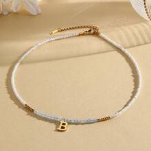 Magic Fish 1 件树脂仿珍珠简约 26 个字母吊坠项链，可定制情侣、朋友、同学的名字