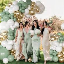Bộ trang trí cổng bóng bay màu xanh lá cây nhạt 101 chi tiết, bộ vòng hoa bóng bay kim loại màu xanh lá cây, trắng và vàng trung tính, thích hợp cho đám cưới, sinh nhật, tiệc mừng em bé, tiệc tiết lộ giới tính, trang trí cô dâu. - Quả bơ xanh - Xem 4
