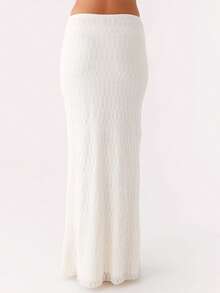 Women Summer Outfits Solid Colors Crop Drawstring Bandeau And Elastic Long Skirt Set For Streetwear Aesthetic Clothes - White - View 7