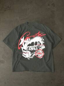 Camiseta de moda nueva de hombre con estampado hip hop - Gris Oscuro - Ver 1