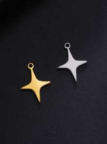 Set de 5 piezas/paquete de mini colgantes de acero inoxidable con diseños de cruz, corazón, estrella y lazo, elementos versátiles, minimalistas y de moda, accesorios hechos a mano DIY adecuados para collares, pulseras, aretes, accesorios para el cabello y dijes para bolsos