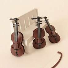 1pc Beautiful And Charming Miniature Violin - Retro-Style Plastic Musical Instrument, Suitable For Doll House Decoration, Collection Pendants And Creative Handmade Accessories, Shipped In Random Colors.