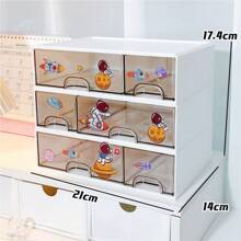 1 件多功能收纳盒，抽屉式梳妆台收纳盒，透明多层隔层化妆品收纳盒，书桌抽屉式文具收纳盒，学生宿舍，办公室