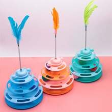 4-Layer Cat Tower With Feather Turntable Ball, Self-Entertaining Cat Toy, Detachable Pet Supplies