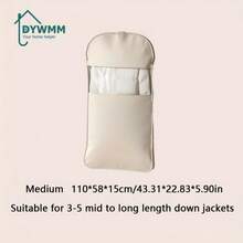 DYWMM 节省空间的自压缩悬挂式衣物袋 - 高品质羽绒服和衣物收纳袋，米色织物收纳袋，衣物整理工具，压缩率 40%，适用于外套和衣服 - 彩色 - 查看 6