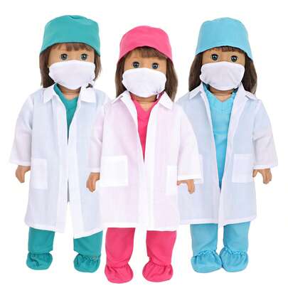 3pcs Doctor Doll Set + 1pc Medical Outfit, Casual Dress Up Toys, Cute Doctor & Nurse Cosplay Costume, Cartoon Character Roleplay Outfit, Collectible Fashion Decor, Anime Lover Birthday Gift