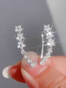 1对优雅时尚新娘耳环，精致高端小圆环耳环，女士情人节配饰 - 銀色 - 查看 8