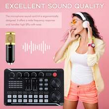 Studio Recording Kit Microphone Set Music Podcast Equipment Mixer Condenser Home,Studio Recording Kit Podcast Music Mixer Equipment Condenser Microphone Set - màu đen - Xem 6