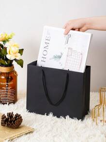 Bolsas de regalo negras 10 Piezas 9.5x6.7x3.9 Bolsas de papel Kraft resistentes con asas para boutique, bolsas de fiesta de boda, bolsas de comestibles, bolsas para mercancía minorista, bolsas de regalo medianas, bolsas de papel, boda, cumpleaños, fiesta, decoraciones de fiesta, novia, boda, despedida de soltera, bolsas de damas de honor, Halloween, Navidad