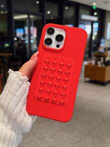 极简纯色硅胶吸盘支架手机壳，大孔设计，糖果哑光质感，创意防震，兼容 11/12/13/14/15/16 Plus/13 Pro Max/XR/16/14 Plus/14 Pro Max/13 Pro Mini/17 Air/17 Pro Max，防水防摔防刮，粉彩春季礼物 - 紅色帶吸盤 - 查看 4