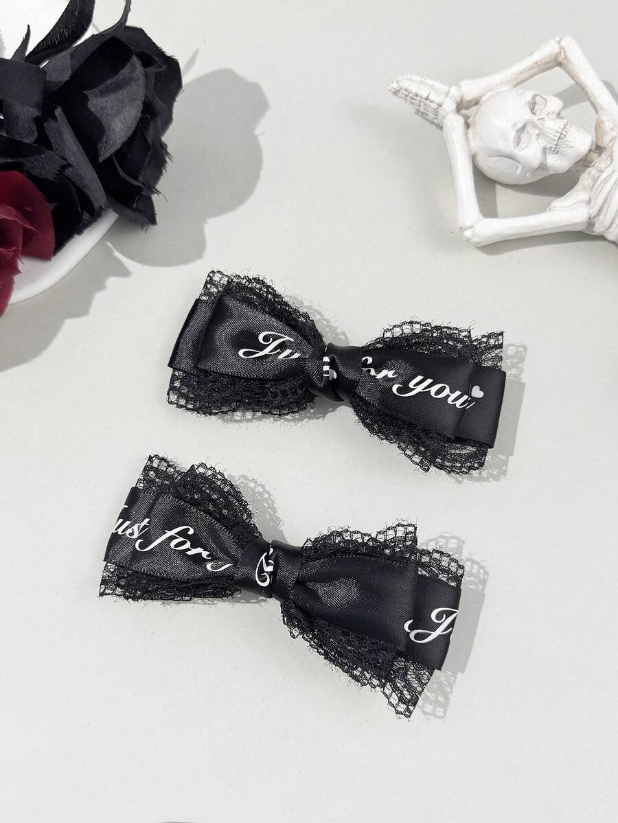 2 件哥特式深色发夹，适合节日装扮，哥特爱好者的日常佩戴，爪夹，发夹，发夹，发夹