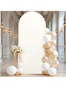 Arch Background, 6 Feet, 6.6 Feet, 7.2 Feet, Beige Wedding Arch Cover 2 Sides Spandex Laminated Fabric Arch Background, Party Background, Wedding Background Rite Decoration Arch Background Fabric Birthday Party Wedding Decoration Fabric (Shelves Not Included, Only Fabric Background)