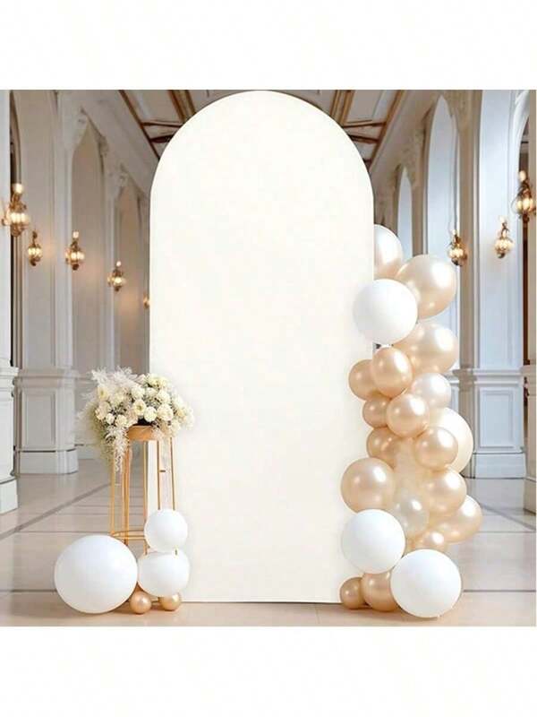 Arch Background, 6 Feet, 6.6 Feet, 7.2 Feet, Beige Wedding Arch Cover 2 Sides Spandex Laminated Fabric Arch Background, Party Background, Wedding Background Rite Decoration Arch Background Fabric Birthday Party Wedding Decoration Fabric (Shelves Not Included, Only Fabric Background)