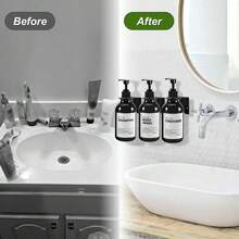 WCIC 16.9oz/500ML Bright Black Shampoo And Conditioner Dispenser Set,Bottle + Sticker + Wooden Tray/Silicone Tray/Stand,Shower Soap Dispenser With Labels,Plastic Shampoo Bottles Refillable - Body Wash/Shampoo/Conditioner/Hand Soap/Dish Soap/ Lotion - View 5