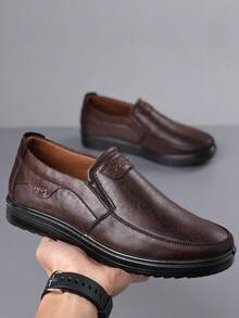 Men's Casual Sneakers, Loafers, Slip-On Flat Shoes, Non-Slip Breathable Business Casual Shoes, Formal Dress Shoes - Chocolate Brown - View 3