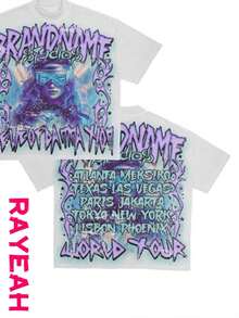 Fashionable Men's Round Neck Short Sleeved Printed Casual T-Shirt Y2K Hip-Hop Street Retro Style 180g Pure Cotton Sunglasses With Beautiful Pattern Short Sleeved Fashionable And Comfortable Printed T-Shirt - 白色 - 查看 3