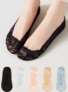 女士夏季透明蕾丝船袜，隐形防滑袜，低帮硅胶防滑船袜，圣诞礼物