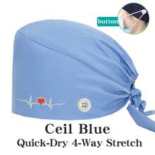 1 buah Topi Kerja Dokter Gigi Bordir, Unisex, Cocok untuk Panti Jompo, Salon Kecantikan, Topi Elastis yang Dapat Dicuci dengan Kancing, Sepanjang Musim - MultiWarna - View 16