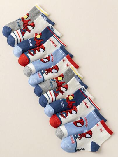 Marvel 6 Paar Kinder süße Superhelden Serie Socken, Jungen Kniestrümpfe, koreanische Cartoon Herbst/Winter Mädchen Socken, Kinder Fans Superhelden Charakter Socken