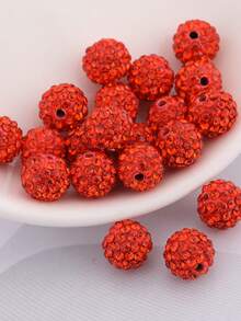 100 颗/包 10 毫米陶瓷珠手工散珠 DIY 手链项链珠宝配饰 - 100顆滿鑽陶泥珠 - 查看 30