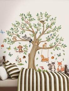 2 miếng dán tường/1 miếng dán tường - [Miếng dán tường hình động vật hoạt hình cây lớn, miếng dán tường hình động vật dễ thương] Miếng dán tường PVC tự dính có thể tháo rời dùng cho phòng trẻ em, phòng trẻ em, phòng vui chơi hoặc lớp học - Trang trí tường dễ thương và sáng tạo cho mọi không gian - Nhiều màu - Xem 5
