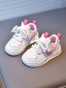 1 双儿童时尚百搭运动鞋，拼色，钩环扣，防滑，耐磨，适合上学和玩耍，春秋季 - 粉色 - 查看 11