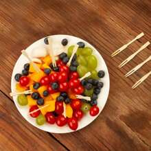 400/200/100/50/10pcs Bamboo Fruit Forks - Heart Or Knot Design Flat Tip Forks - And Fashionable Fruit Picks, Desserts, Parties, Weddings And Daily Use - Multicolor - View 5