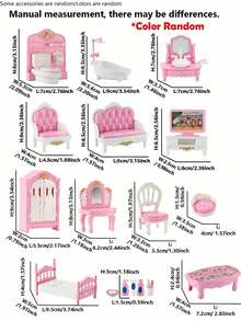 1 件娃娃屋家具及配件套装娃娃屋家具套装迷你娃娃屋家具 1 12 比例卧室客厅浴室家具配件(部分配件随机/颜色随机) - 彩色 - 查看 4