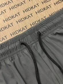 Plus Size Men's Summer High Elastic Casual Sports Shorts, Drawstring Waist With Zipper Pockets, Suitable For Leisure, Outdoor, Sports, Cycling And Daily Wear - Grey - View 4