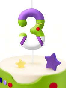 Cartoon Animal Themed Purple & Green Number 0-9 Birthday Party Cake Decorative Candles - Multicolor - View 2