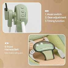 Baby Swings Baby Girl Swing For Newborn, Portable Infant Swing For Newborns 0-6 Months,Lightweight For Babies Up To 20 Lbs,Adaptable Speed,Timing,Foldable & Travel-Friendly Baby Chair - màu xanh lá - Xem 4