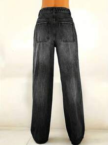 Quần ống đứng rộng rãi màu trơn thời trang dành cho bé gái tuổi teen - màu đen - Xem 2