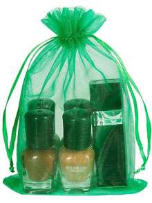 20个欧根纱礼品袋，适用于情人节、母亲节、教师节、复活节等节日，可用作珠宝袋、小网袋、束口袋、婚礼回礼袋、手镯袋，透明材质，适合包装小礼物。 - 綠色 - 查看 4