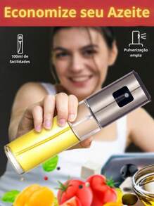 1 injector de combustibil din oțel inoxidabil, din sticlă transparentă, design modern și simplu pentru bucătărie și gătit. Injectorul de combustibil este folosit pentru ulei de grătar, salată și copt.