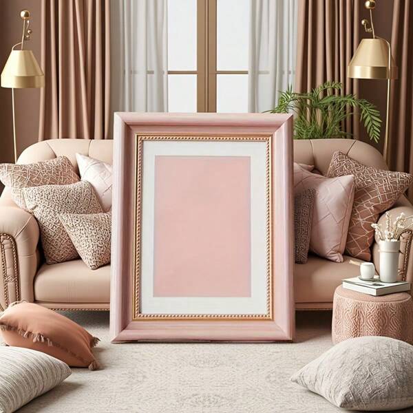 1pc 5/6/7/8inch Vintage Cherry Blossom Pink Picture Frame, Solid Wood, Vertical Oblong Resin Tabletop & Wall Mount Display For Photos And Artwork
