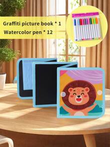 8-Sided Foldable Chalkboard Book, Reusable Drawing Pad, Portable Double-Sided Writing Board, Educational Toy For Children 3-8 Years Old, Boys & Girls Gift, Includes 12 Colored Chalks, Convenient Folding Design For Easy Storage, Preschool Learning Essential, Christmas & Halloween Gift