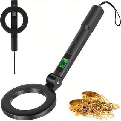 Black Portable Foldable Metal Detector - Lightweight ABS Design With LCD Display & 3 Detection Modes, For Outdoor Adventures, Airport Security & Coin/Gold/Jewelry Artifact Hunting