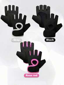 1双男女款露指自行车手套，专业健身房防滑手套，透气半夏钓鱼，女士自行车手套