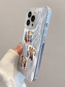 1 pieza Funda de teléfono personalizada con 3 fotos diarias de pareja/familia, funda de teléfono personalizada con foto interactiva de mascota perro/gato, funda de teléfono personalizada con foto conmemorativa de bebé, funda de teléfono personalizada con bendición de letras, funda de teléfono personalizada con foto retrato compatible con iPhone 11, 12, 13, 14, 15, 16 Pro Max, S23, S24, S25 Ultra 5G, A13, A14, A15, A16, A33, A34, A35, A55, A56