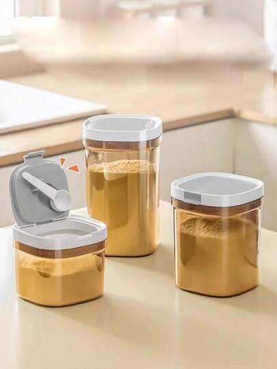 1 hộp đựng sữa bột kín khí mini, hộp đựng sữa bột di động, hộp đựng cà phê kèm thìa