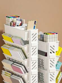 1 件多层移动办公桌整理车，塑料滚动办公室文件存储架，带轮子的书架，适合家庭和办公室使用